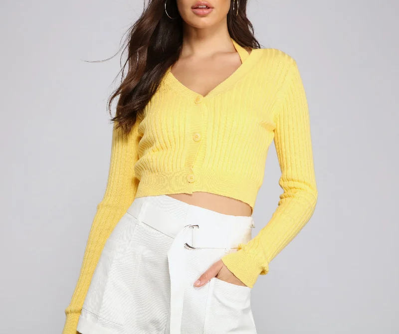 Stock Clearance Knit Happens Crop Knit Cardigan