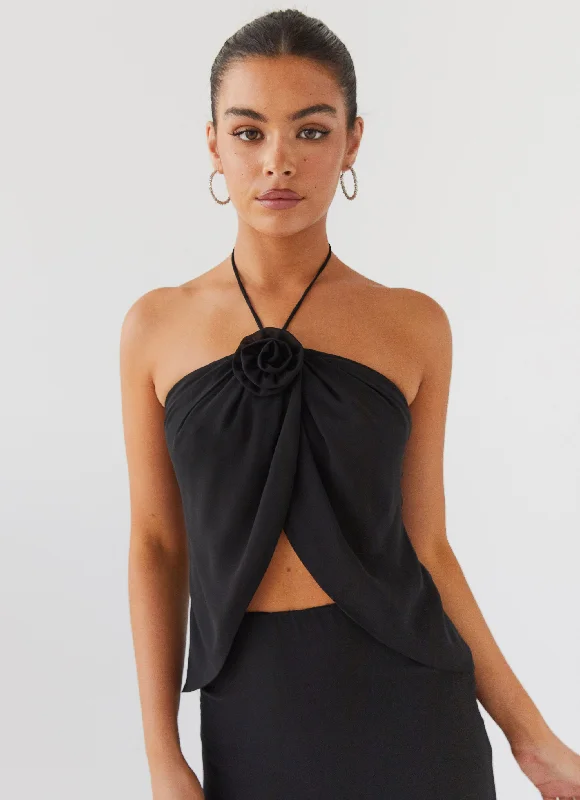 Epic Value Nightfall Rose Tie Top - Midnight