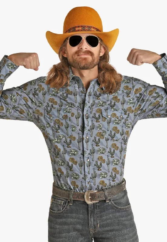 Reduced Price Rock and Roll Mens Dale Brisby Snap Long Sleeve Shirt
