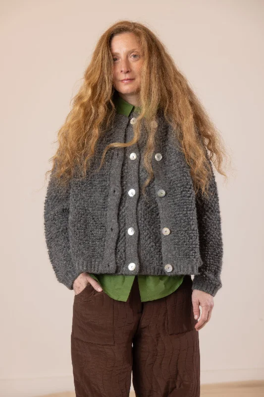 Savings Galore Bunda Loop Cardigan Sweater- Smoke