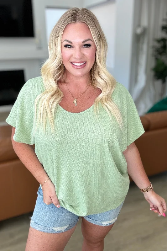 Crazy Deal Big Sky Country Waffle Knit Top In Sage