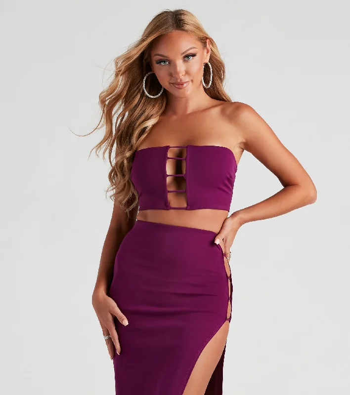 Weekend Offers That Thrill Teach Me Tonight Crepe Crop Top