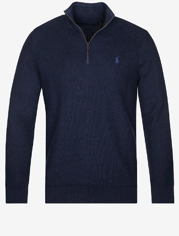 Weekend Specials to Enjoy Piqué-Pullover mit halbem Reißverschluss, Cruise Navy
