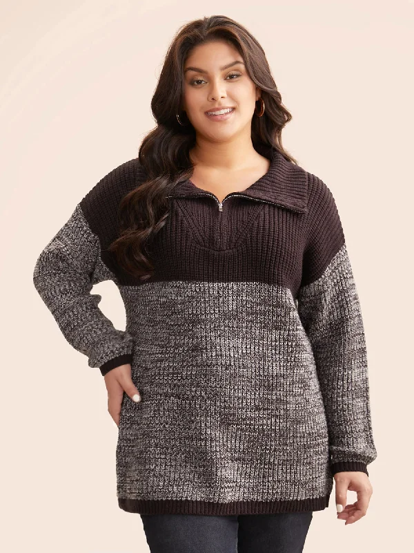 Epic Value Contrast Textured Half Zip Pullover