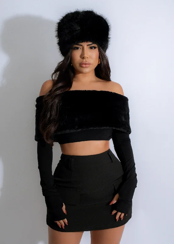 Big Discounts Midnight Plush Crop Top Black