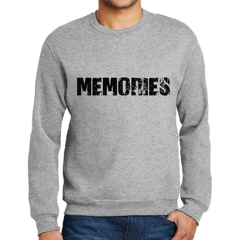 Weekend Bargains to Snag Men's Printed Graphic Sweatshirt Popular Words MEMORIES Grey Marl