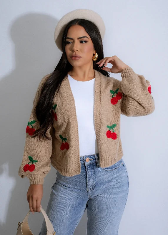 Weekend Flash Sale Cherry Delight Knit Sweater Nude