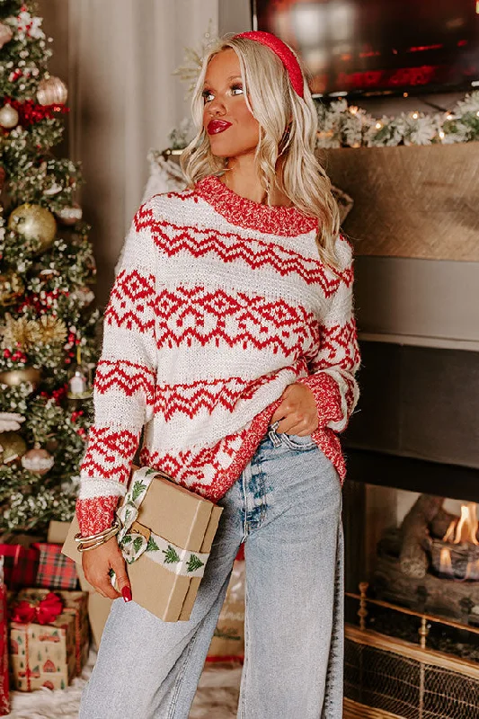 Weekend Offers That Tempt Whispering Pines Knit Sweater in Red