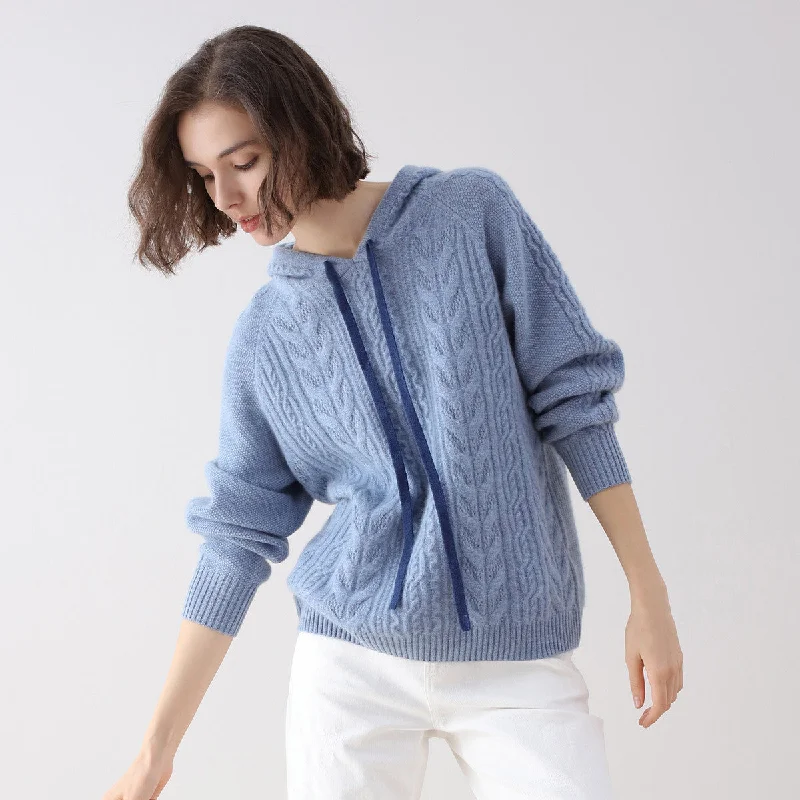 Unmissable Offer 100% Cashmere Solid Color Sweater Hoodie