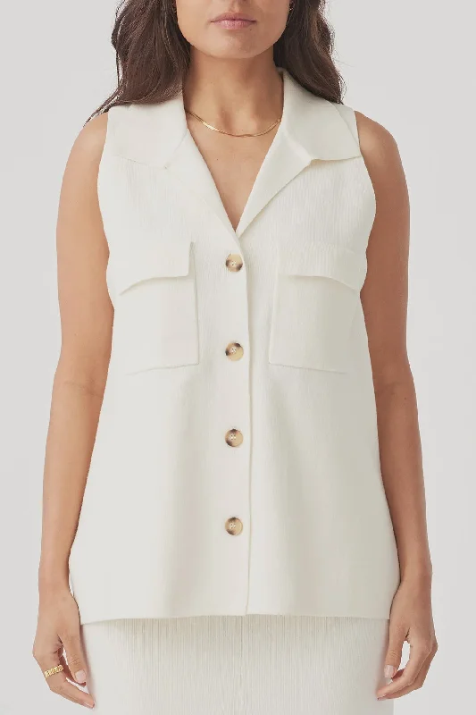 Blowout Sale Easton Sleeveless Shirt - Cream