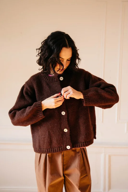 Extra Discounts (Pre-Order Feb 20) Sheba Cardigan Sweater- Chocolate