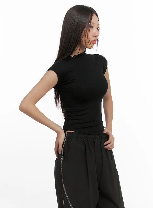 Super Sale Slim Fit Turtle Neck Crop Top CO402