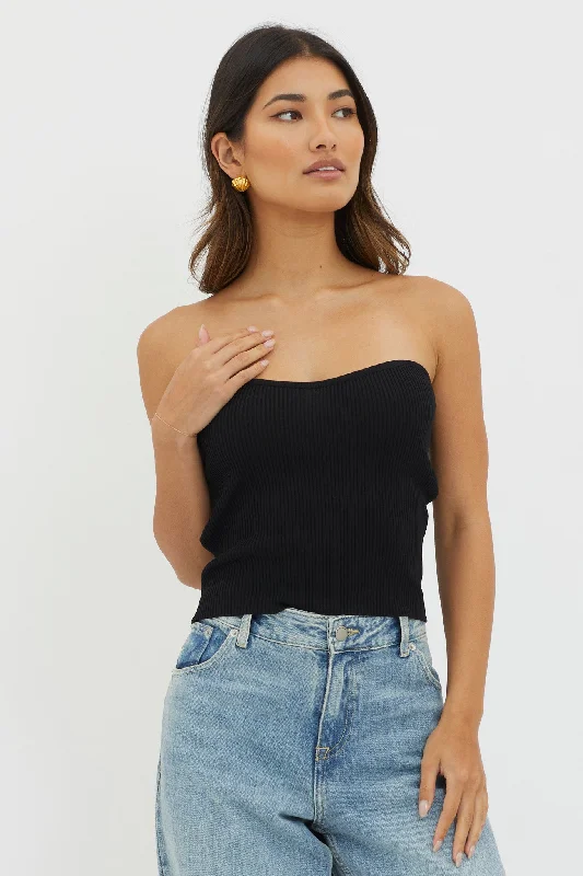 Today’s Special Flora Strapless Knit Top Black