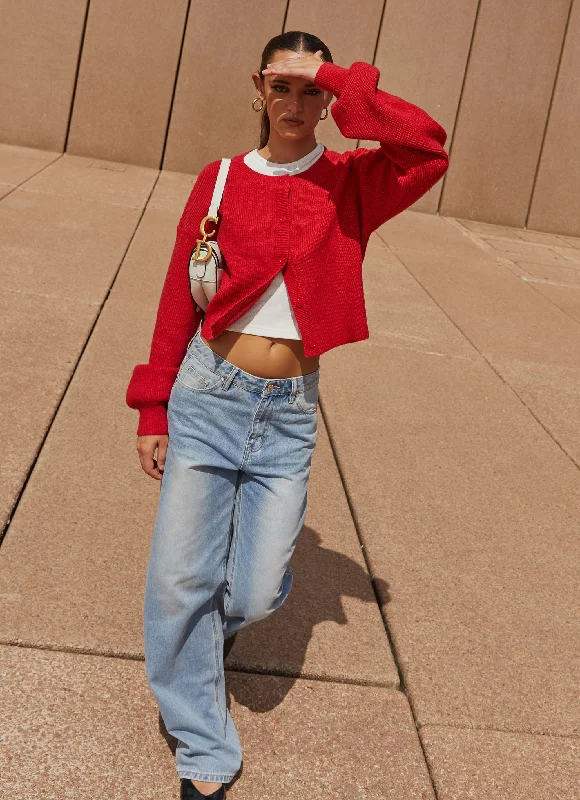 Weekend Deals That Impress Daphne Knit Cardigan - Cherry