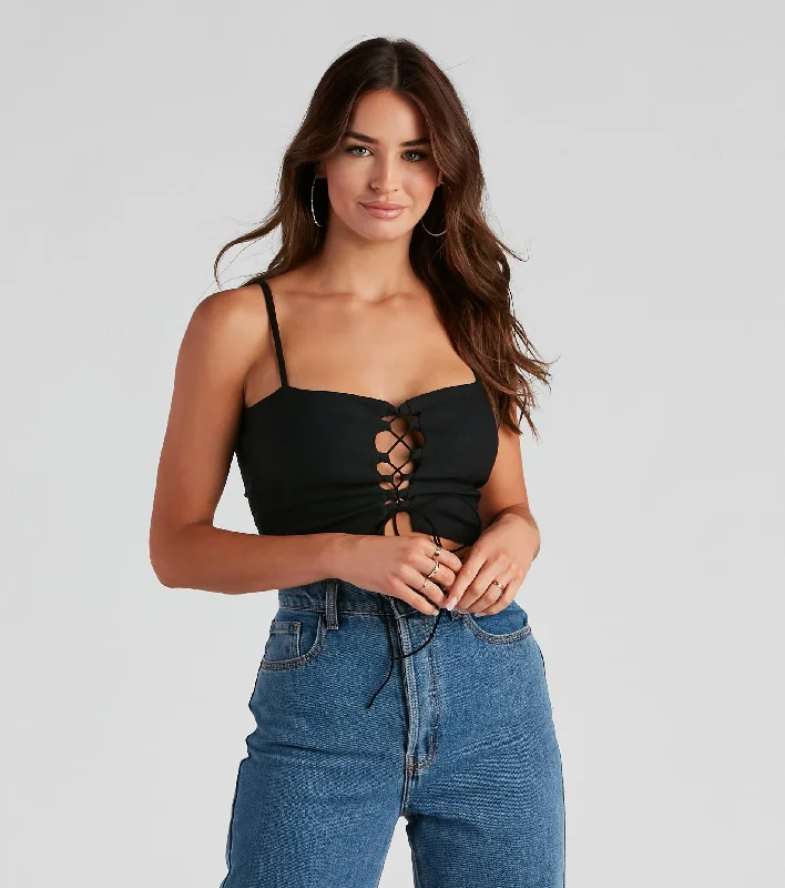 Crazy Savings Love It Lace-Up Crop Top