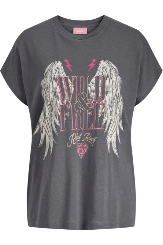 Weekend Savings Spectacular Jjxx - Jxwilma Astrid Boxy Sl Tee Ft24 - 4777386 Dark Shadow Wild & Free