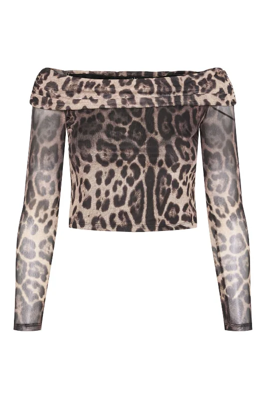 Epic Deals Pieces - Pcaleo Ls Off Shoulder Top - 4710581 Black Leo