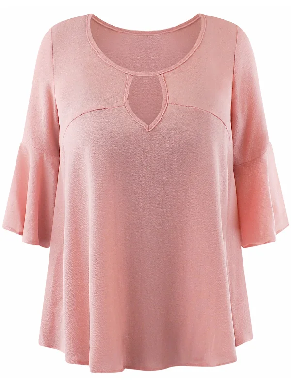 Limited Time Discount Womens Blush Pink Relaxed Fit Blouse Top With Bell Sleeves Size Small