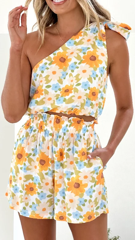 Weekend Savings Bonanza Daisy One Shoulder Top - Vintage Floral