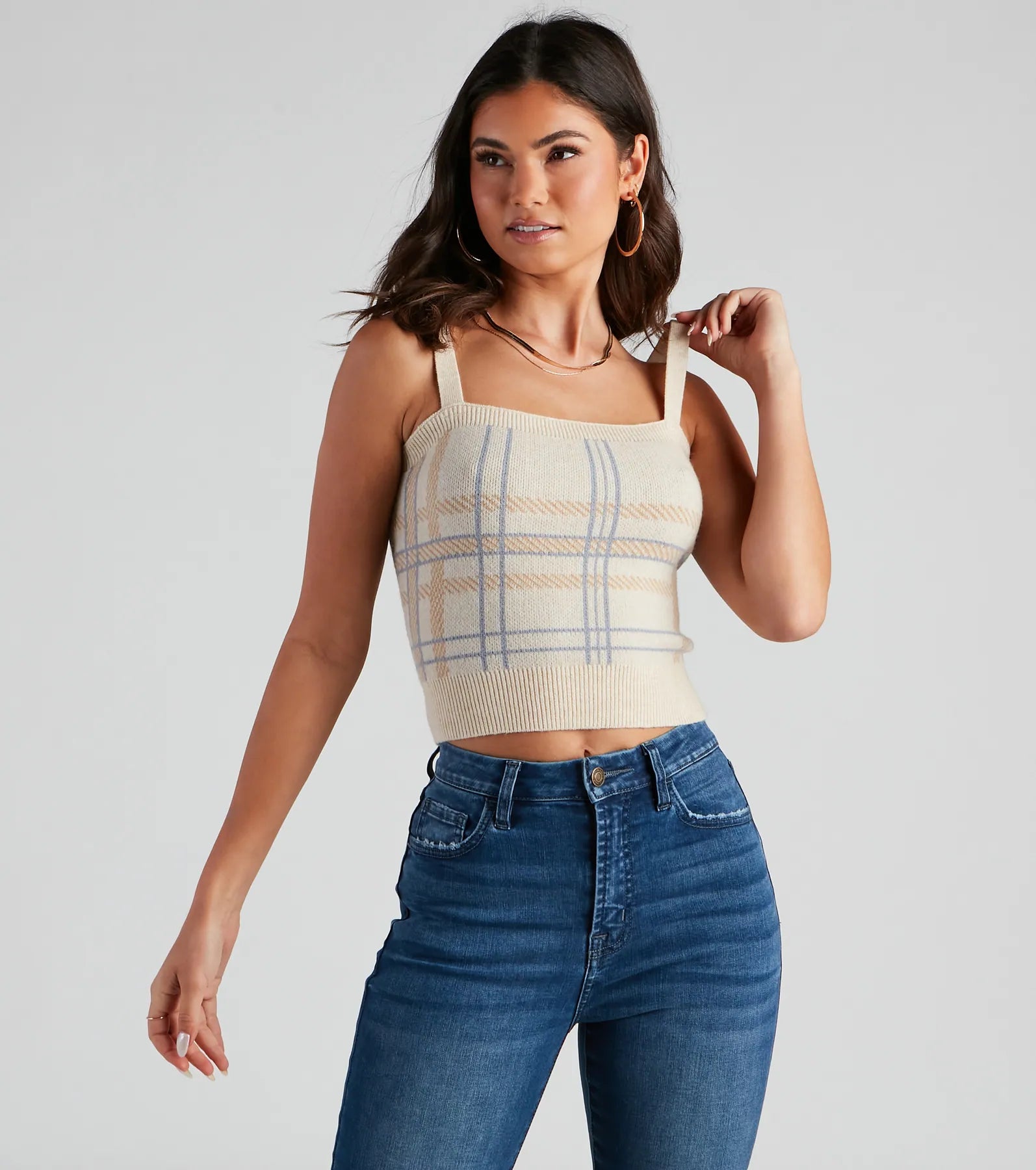 Don't Wait Casually Preppy Plaid Crop Top