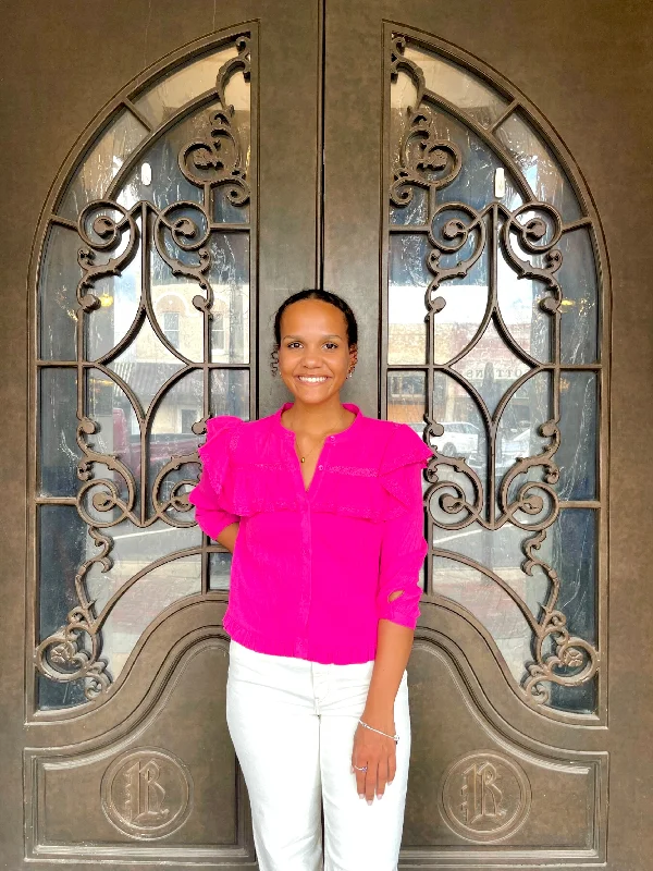 Epic Deals Pink Long Sleeve Ruffle Blouse