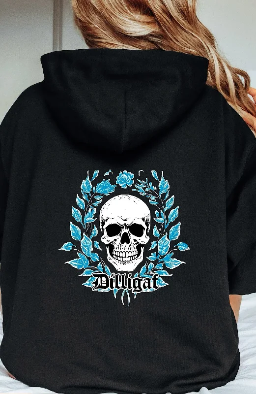 Online Only Blue Vine Skull Pullover Hoodie
