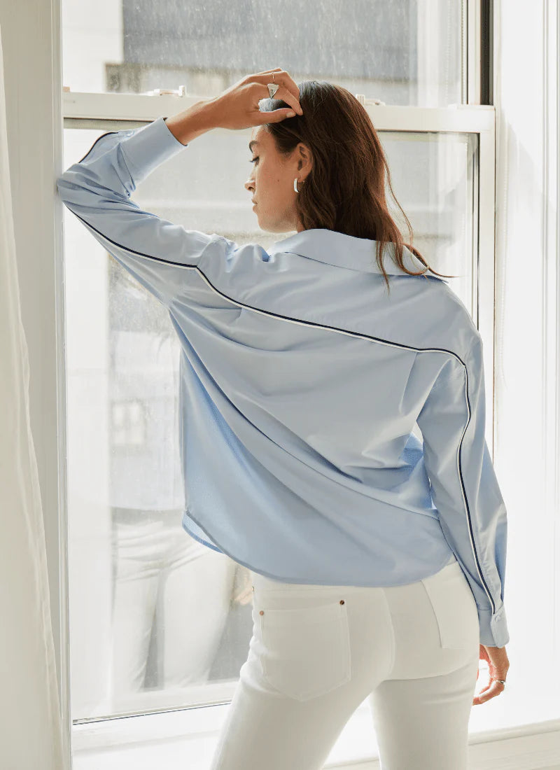Super Bargain Sofia Striped Cropped Shirt