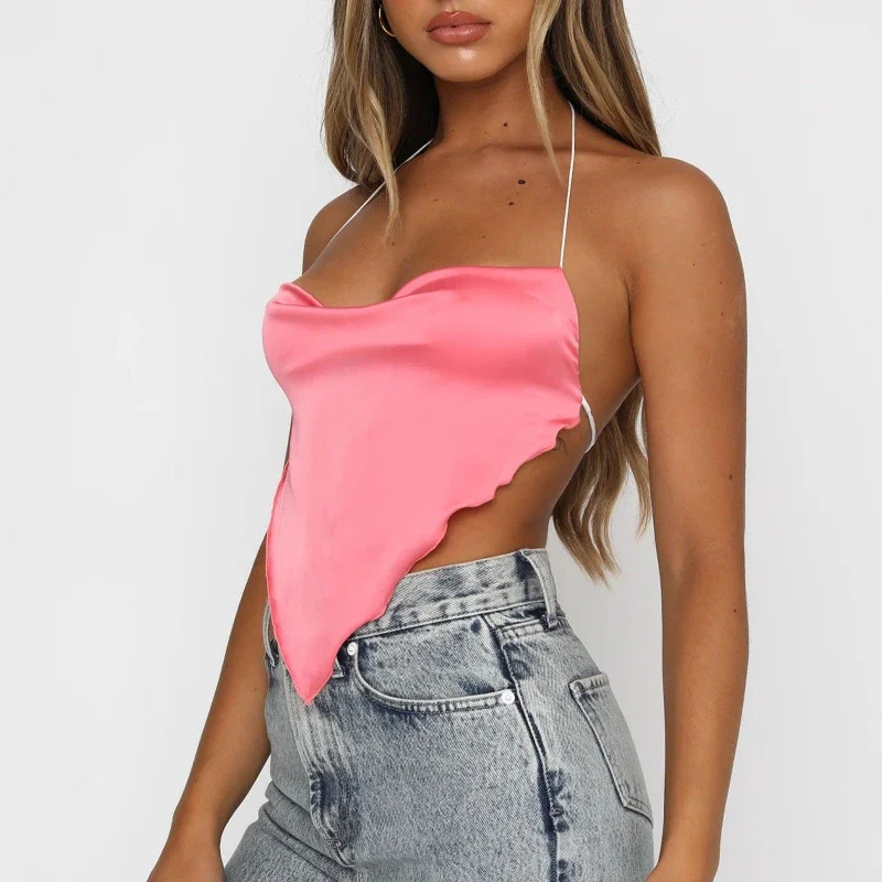 Mega Sale Pink Satin Crop Top