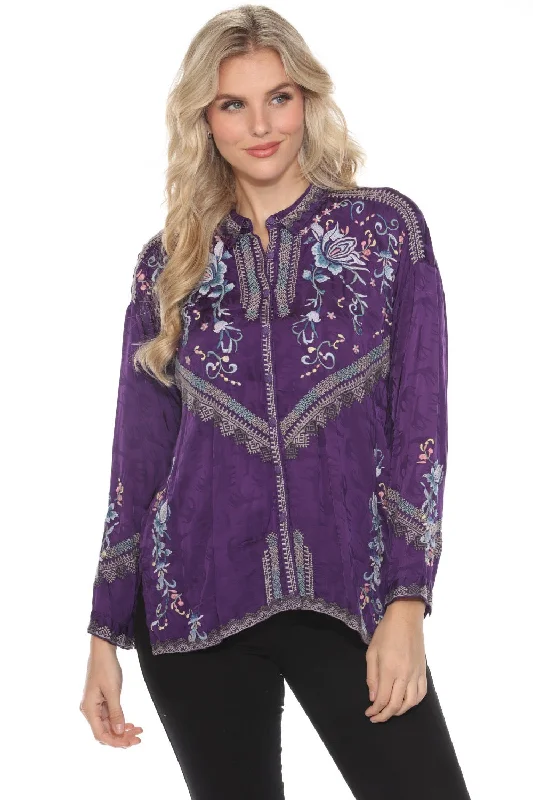 Deal Explosion Johnny Was Violet Audrey Embroidered Button-Down Shirt C16824