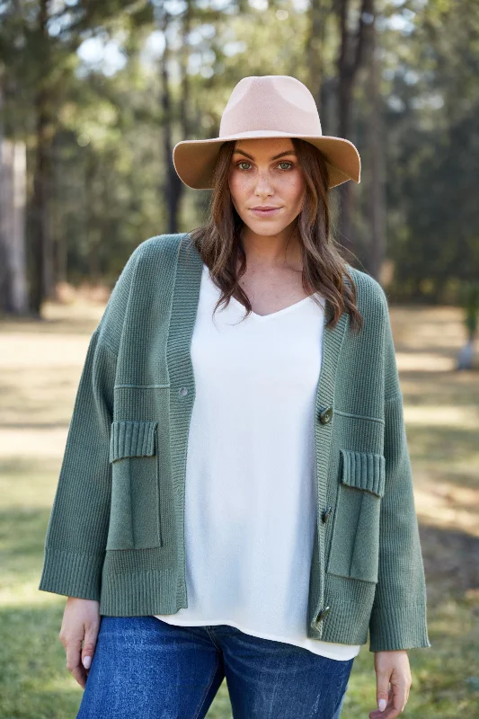Big Discounts Nakako Pocket Cardigan - Moss