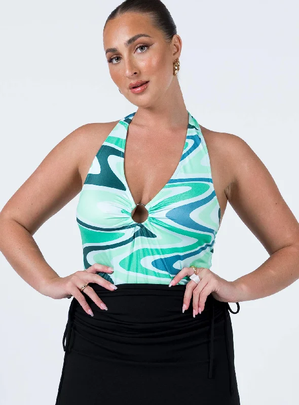 Limited Stock Briana Bodysuit Green Multi