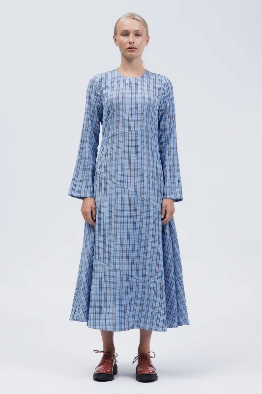 Super Deal Kust Midi Dress Blue/Brown Check