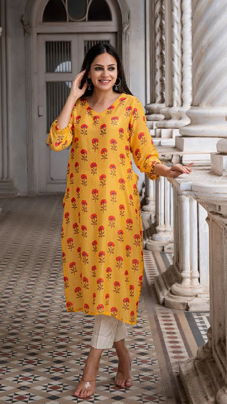 Extra Savings EKA SOFT SILK KURTA - MANGO YELLOW