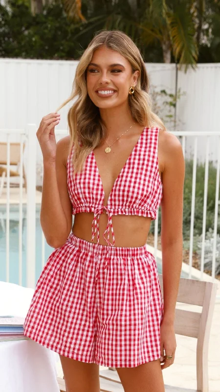 Exclusive Deal Jairo Crop Top - Picnic Red