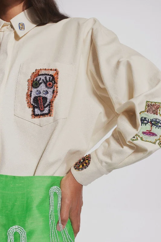 Savings Galore Players Embroidered Shirt Cream