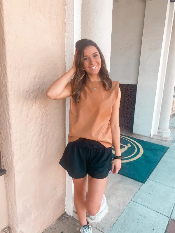 Midnight Sale Faux Leather Muscle Top