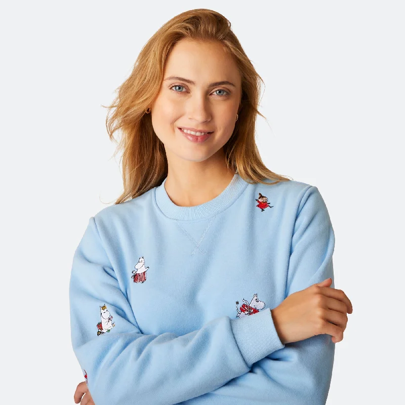 Weekend Bargains to Cherish Mumins Blaues Weihnachts-Sweatshirt Damen