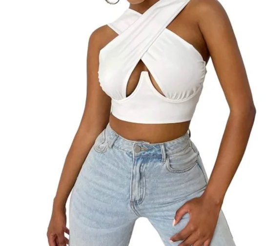 Weekend Deals That Dazzle Don't You Know It Front Cross Halter Crop Top