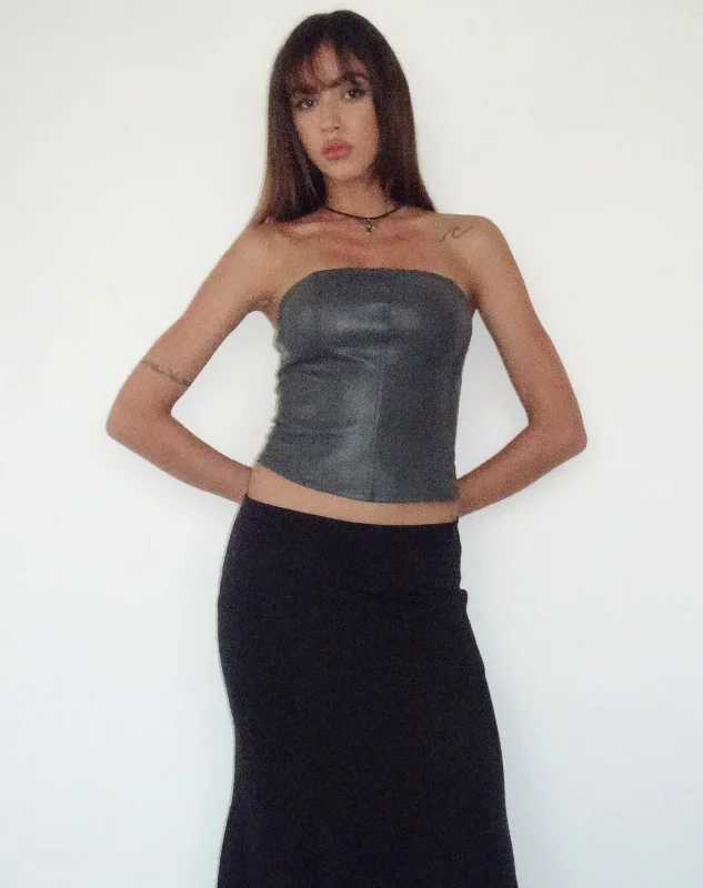 Now Available Audy Bandeau Crop Top in PU Slate Grey