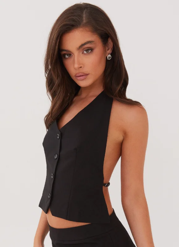 Limited Time Offer Sarah Halterneck Vest Top - Black