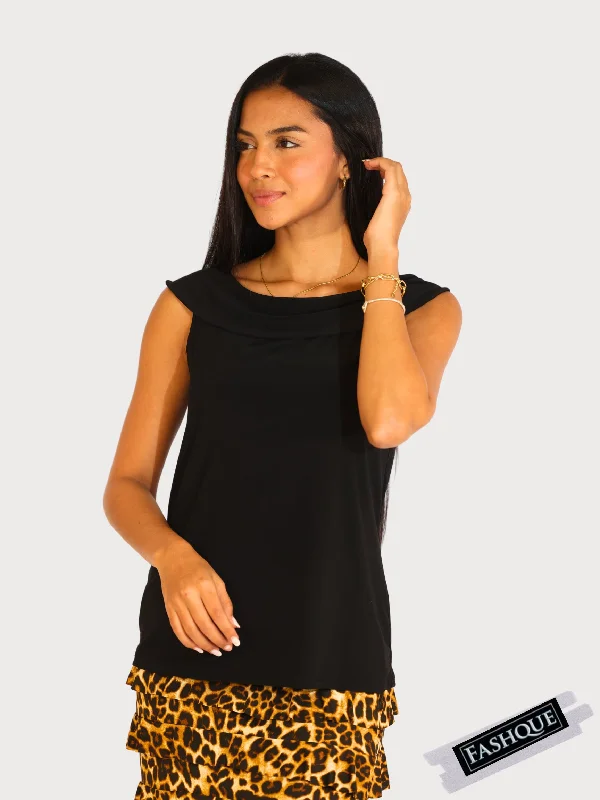 Weekend Flash Sale FASHQUE - COWL NECK SLEEVELESS TOP - T662