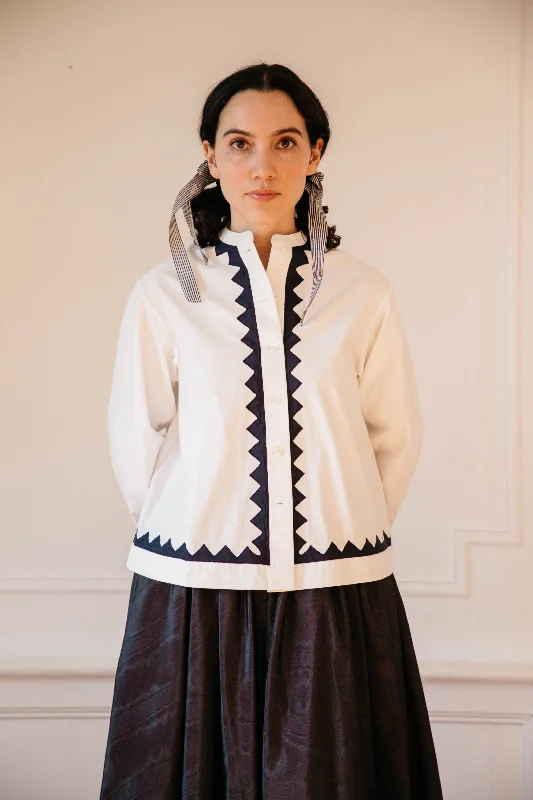 Reduced Price Alpha Buttondown- Ivory/Navy