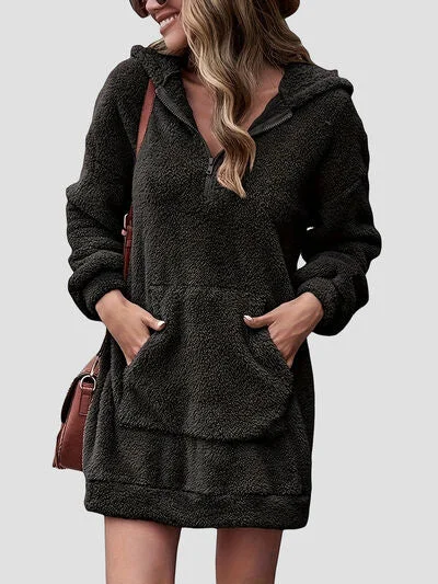Now or Never Half Zip Dropped Shoulder Oversized Hoodie