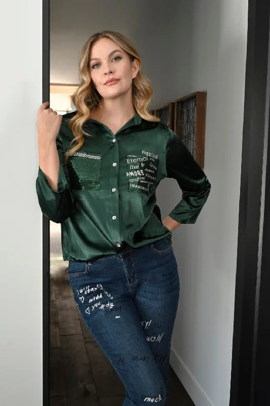 Weekend Deals to Brighten Your Day Frank Lyman Blouse 223409U-EMGR Emerald-Green