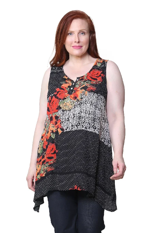 Weekend Specials to Grab Printed Sleeveless A-Line Top - Plus Size