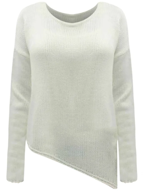 Overstock Sale White Thin Knit Asymmetrical Oversized Sweater Size Large