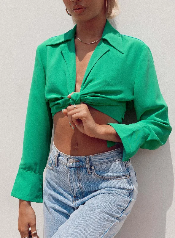 New Deals French Kiss Twist Shirt  Green