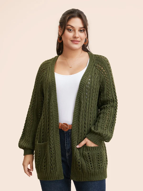Weekend Discounts to Love Solid Cable Knit Raglan Sleeve Cardigan