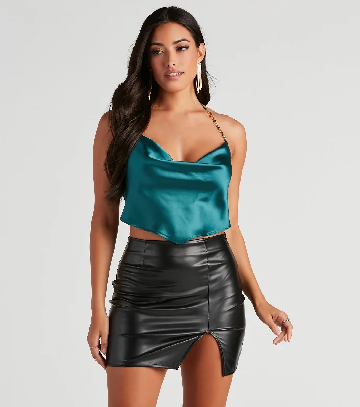 Savings Galore Chic Nights Satin Chain Strap Top