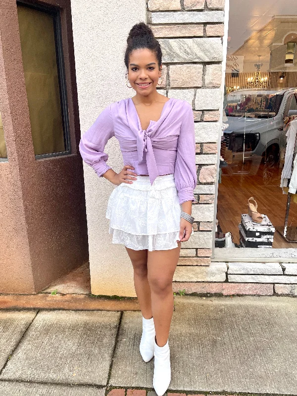 New Deals Lavender Front Tie Top